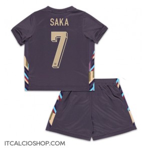 Inghilterra Bukayo Saka #7 Seconda Maglia Bambino Europei 2024 Manica Corta (+ Pantaloni corti)